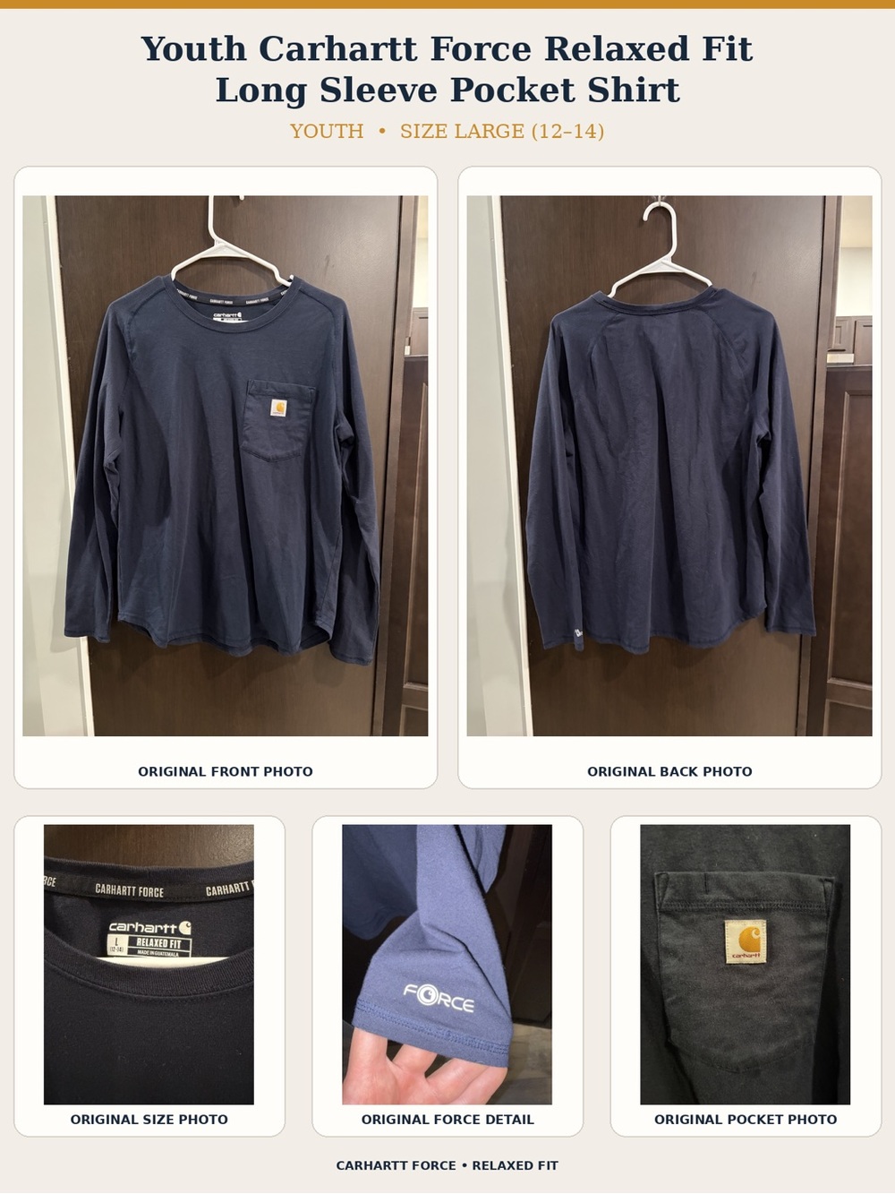 Carhartt Navy Blue Long Sleeve Pocket Tee